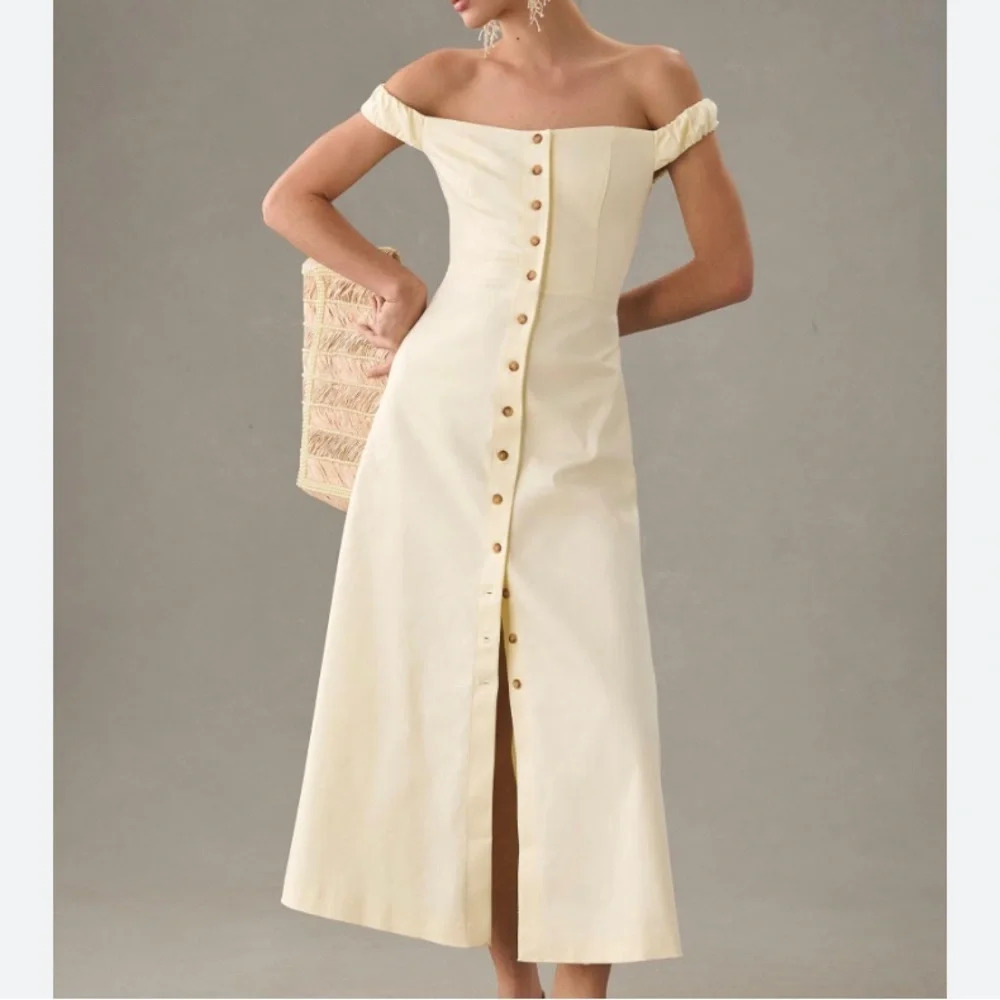 Favorite Daughter Cream Off-Shoulder Maxi Dress